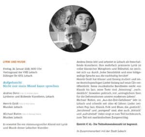 Aufgehorcht. Nicht nur mein Mund kann sprechen - Lyrik-Musik-Event am 24.01.2025 in der VHS Lebach