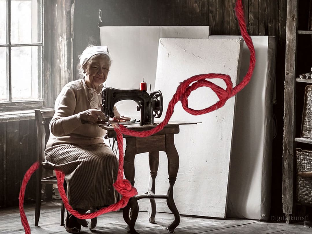 Eine geöffnete Schatztruhe mit Kunstmaterialien im Entdecker-Ambiente