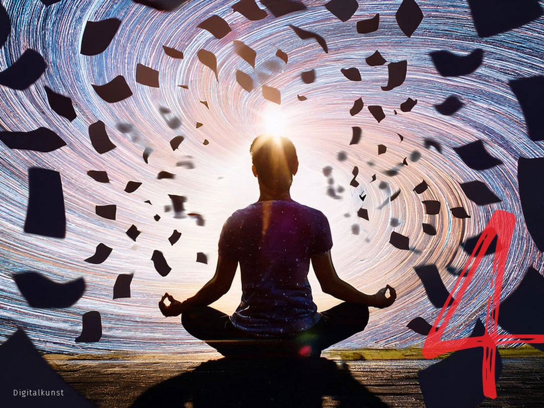 Ein Labyrinth mit einem Roten Faden der Ariadne, der Weg führt in die Mitte