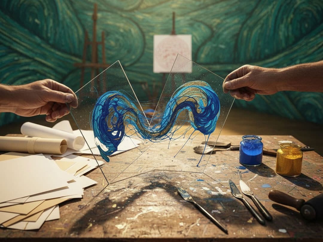 Eine geöffnete Schatztruhe mit Kunstmaterialien im Entdecker-Ambiente